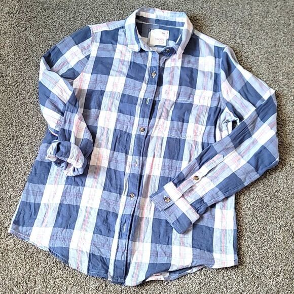 LIKE NEW!💥 Junior's Plaid Button Down Shirt Sz Medium - Picture 1 of 6
